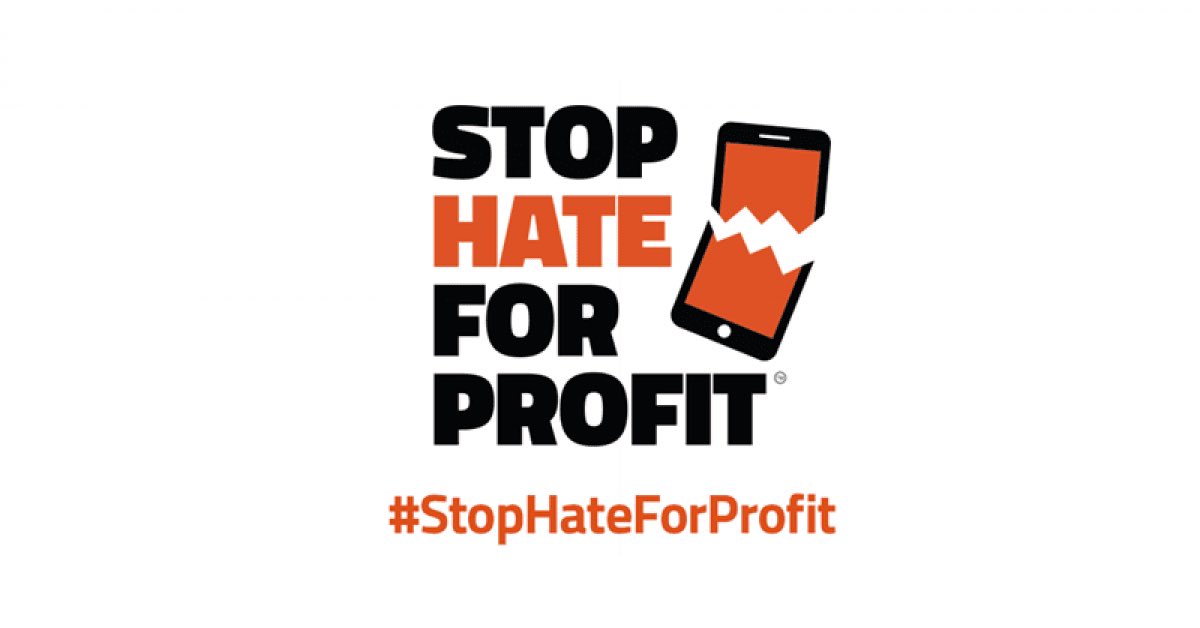 #StopHateforProfit campaign against Facebook to stop hate speech.