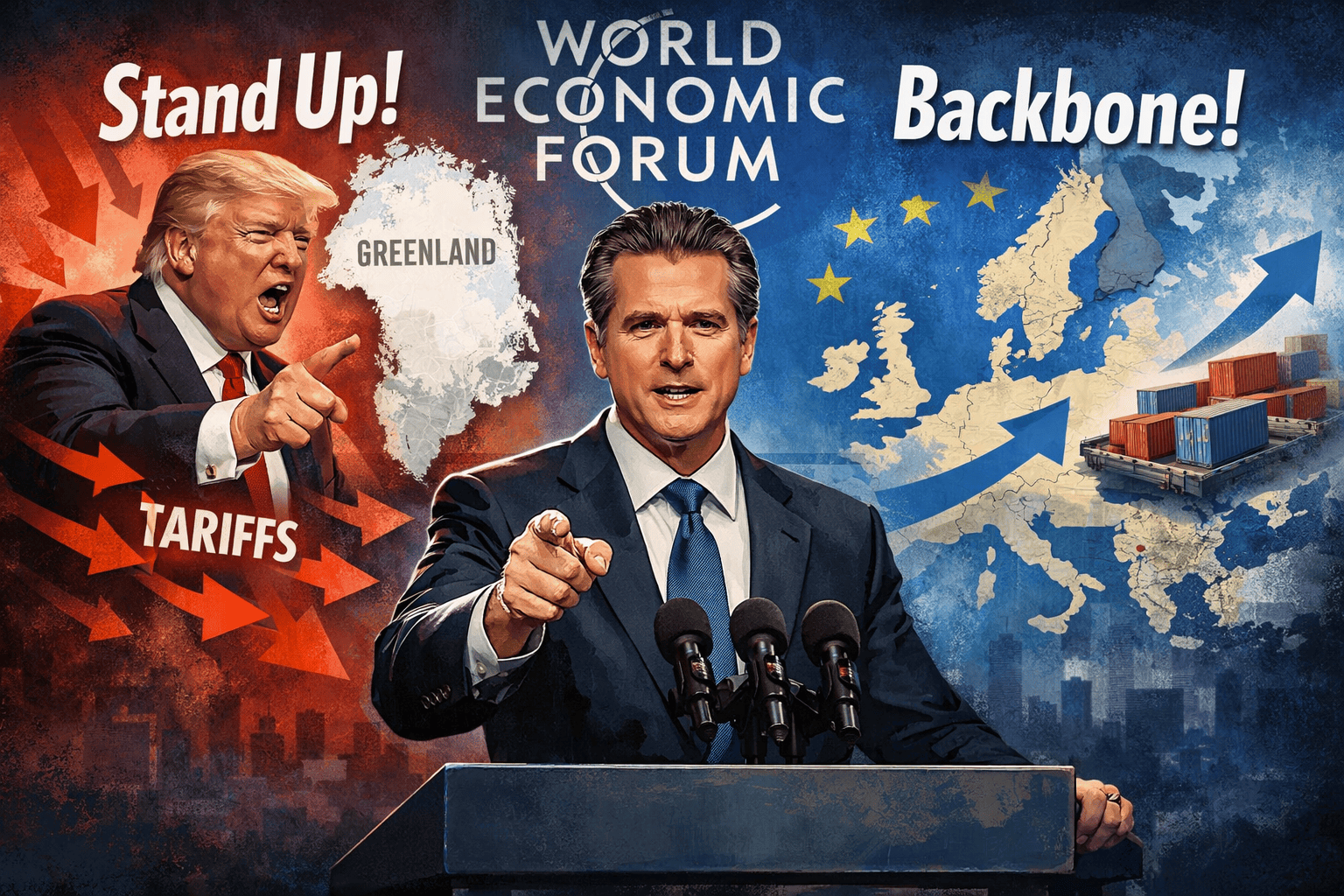 Newsom urges Europe to punch back at Trump